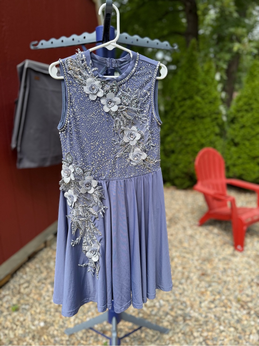 Girls' Lavender Floral Appliqué Dance Costume Dress